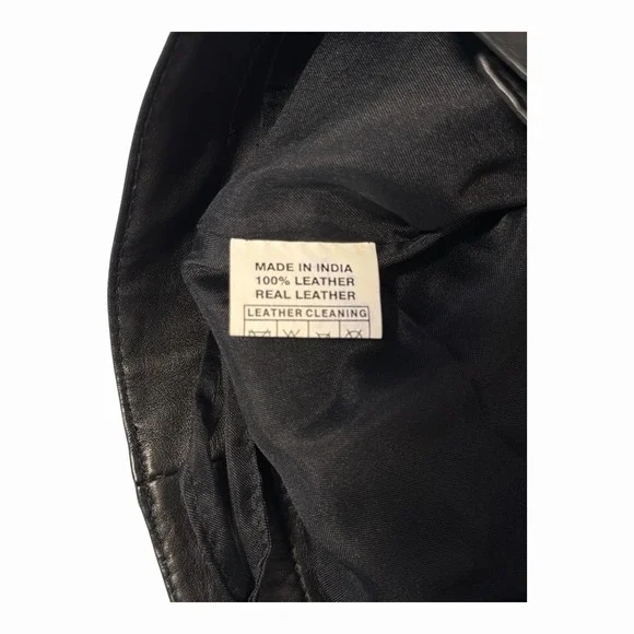 Vintage Bagazio Black 100% Leather High Rise Shorts 32 Y2K Moto - Picture 6 of 6